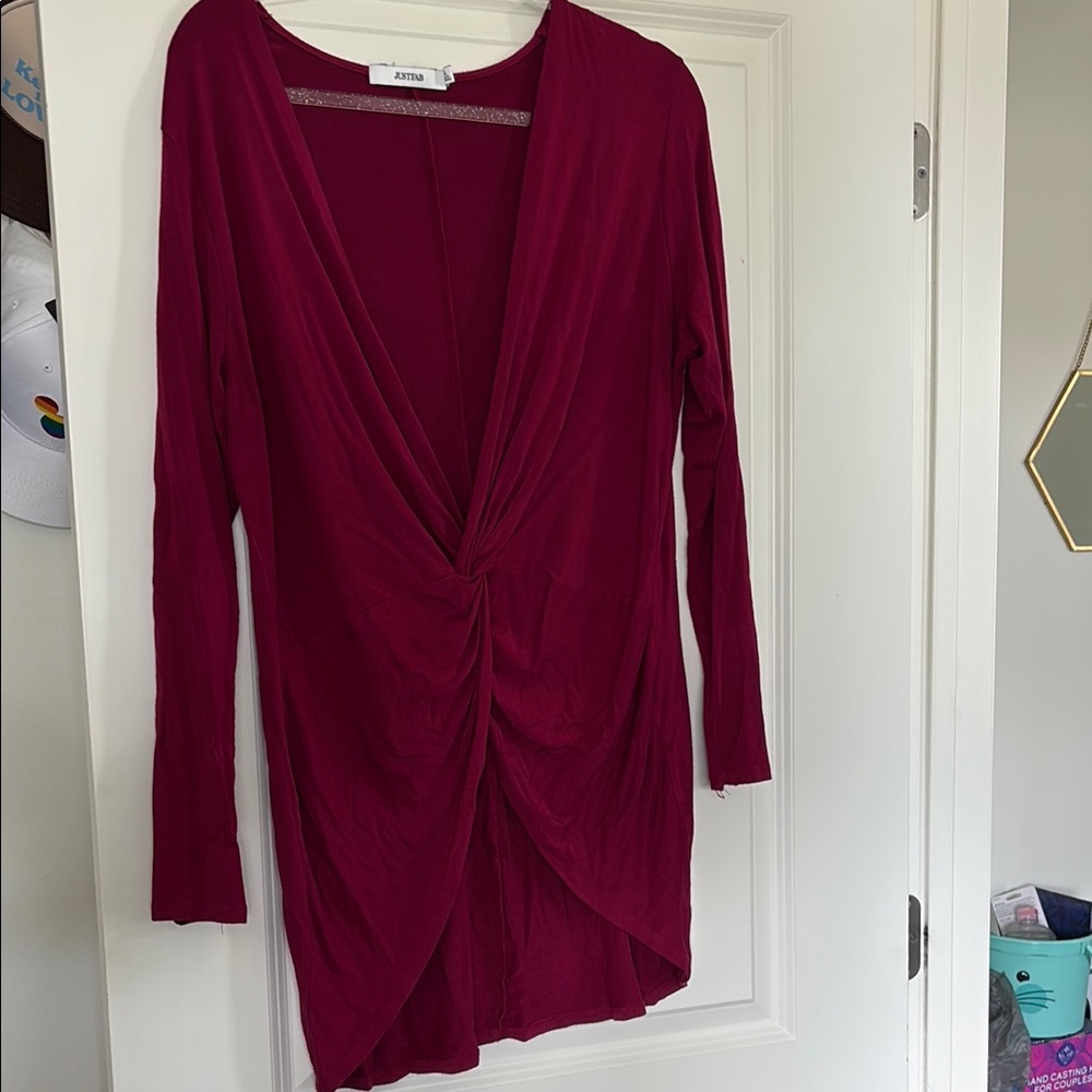 JustFab Burgundy Twist Front Top